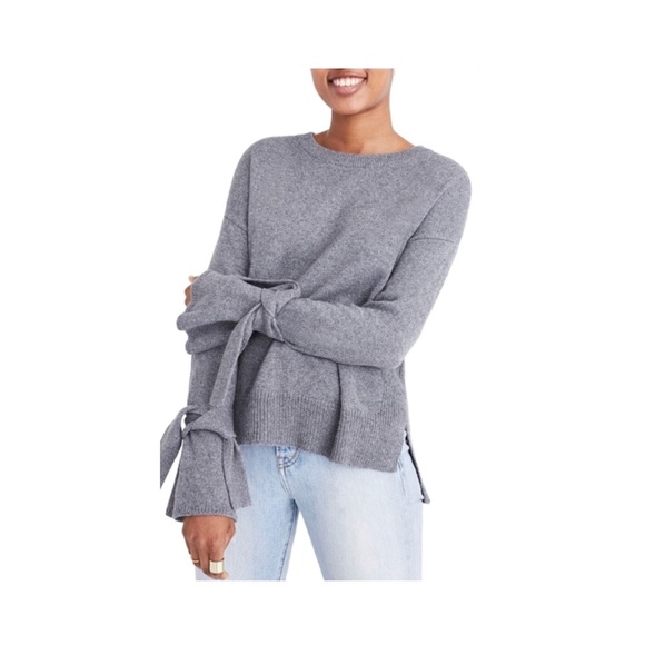 Madewell Sweaters - Madewell Tie Cuff Pullover Sweater Gray 2017 XXS